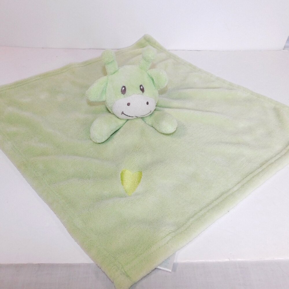 Honey Bunny Green Giraffe Security Blanket Embroidered Heart Plush  Baby lovey